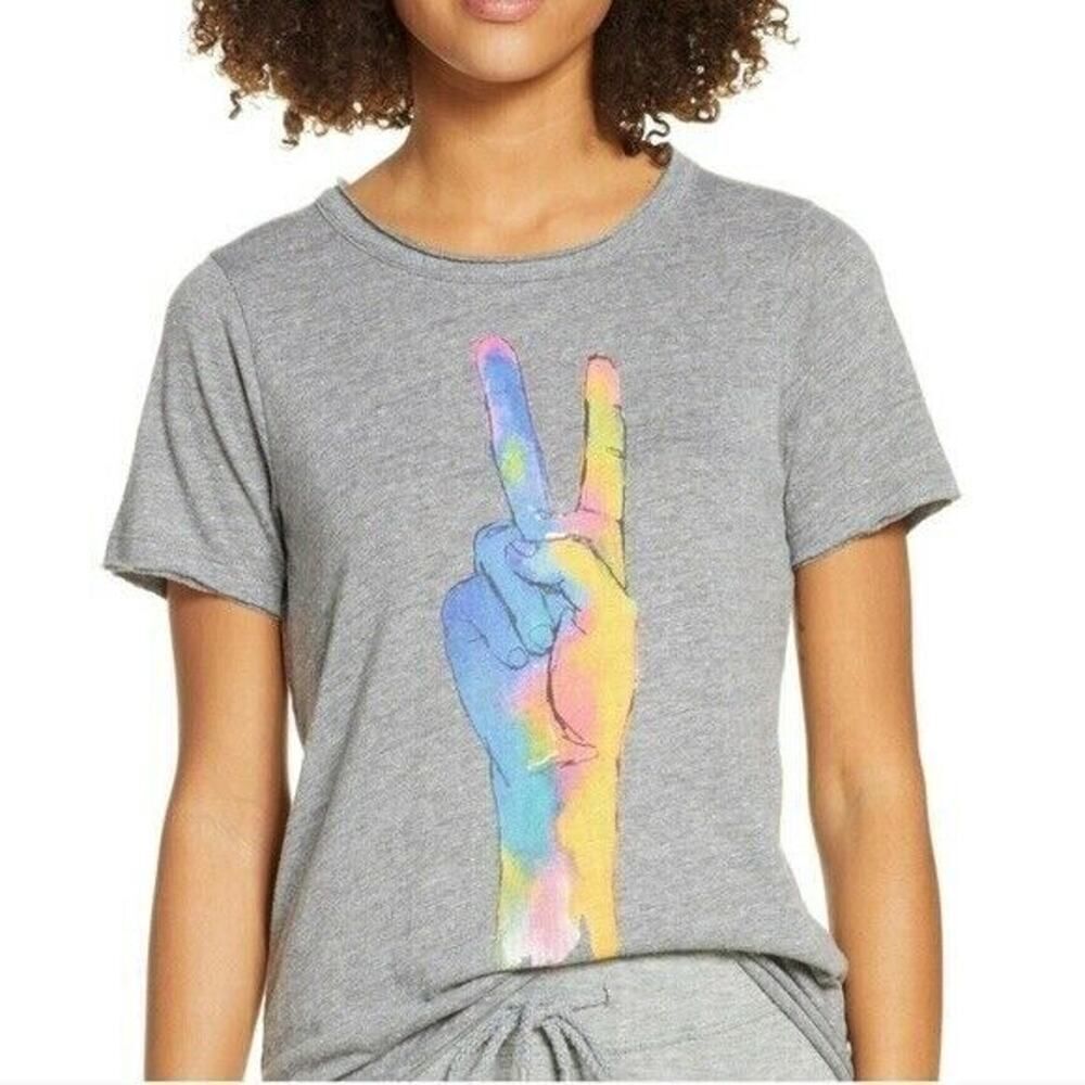 $62 Los Angeles Boutique CHASER Peace Sign Graphic Tee T-Shirt Watercolor EUC M